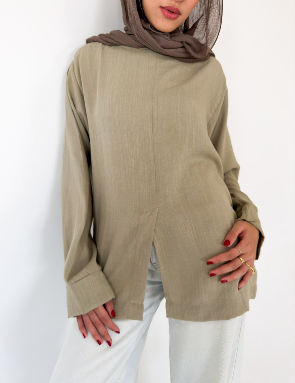 Olive Bloom Top
